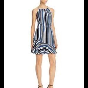 Aqua Swing Dress Blue Striped Size M